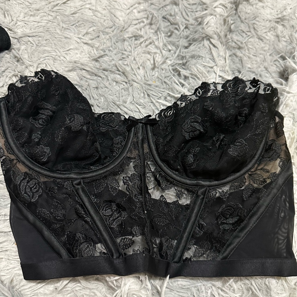 For Love & Lemons Black Lace Bustier